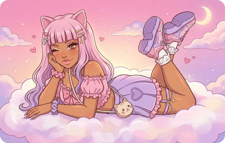 NamikoASMR lounging on a pink cloud